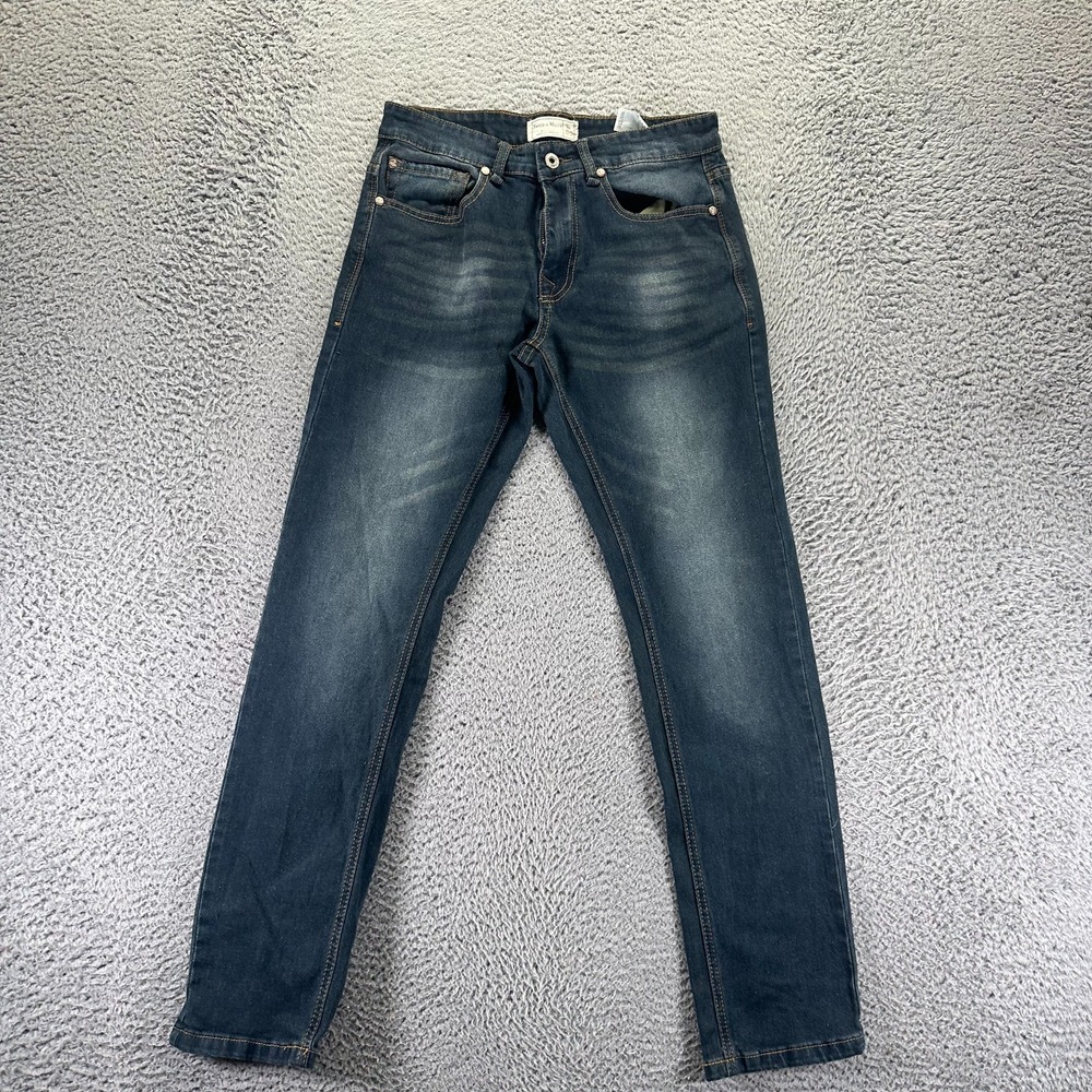Smith & Mills Jeans Mens 30x32 Blue Cotton Denim Straight Workwear Faded Stretch